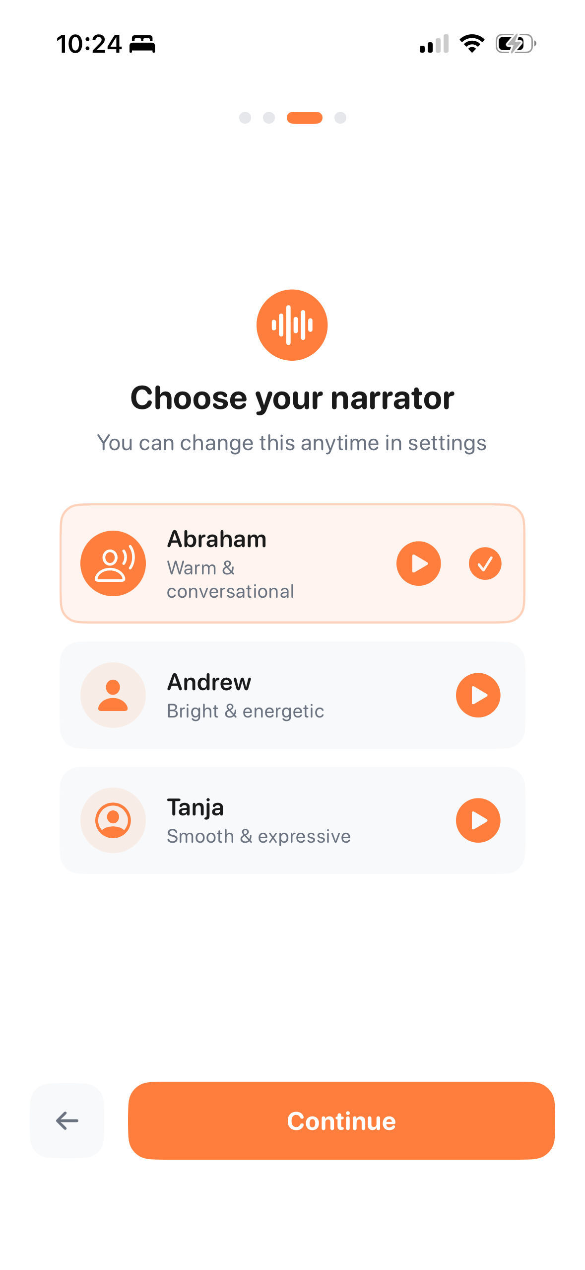 Choose your narrator voice for the tour